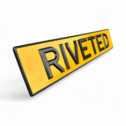 Classic Raised & Riveted White/Yellow Number Plates | Pair*