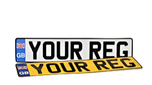 Metal Pressed Number Plate - 520mm x 111mm GB Badge - Pair