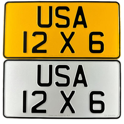 American Metal Pressed Number Plate – 12 x 6 Inches - Single