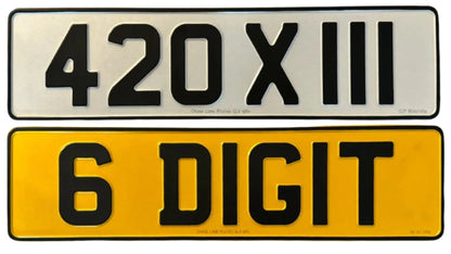 6-Digit Metal Pressed Number Plate – 420mm x 111mm - Single