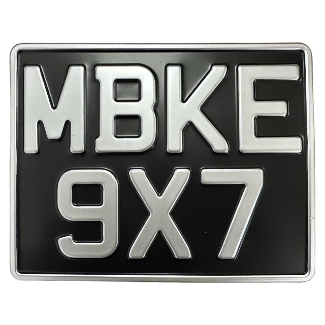 Classic Metal Pressed Motorcycle Number Plate – 9 x 7 Inches